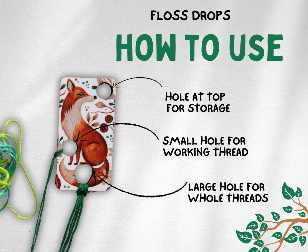 Leafy Flowers Wooden Floss Drop (6 pk)