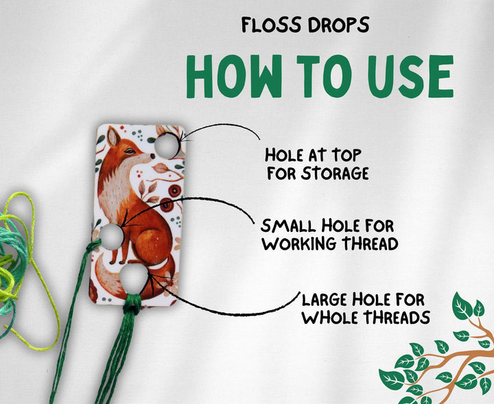 Leafy Flowers Wooden Floss Drop (6 pk)
