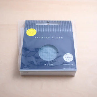 Half-Yard 5mm Straight Line Grid Sashiko Sampler in muted blue, packaged sashiko cloth designed for hand embroidery and modern needlework with Japanese craft supply quality.
