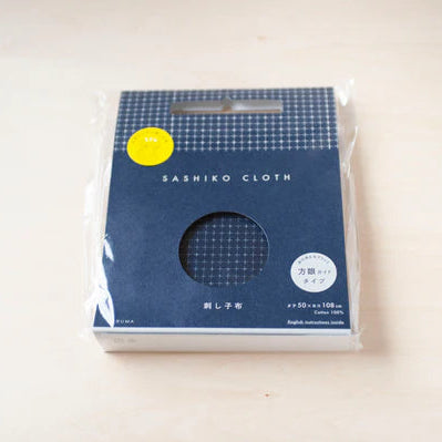 Half-Yard 5mm Straight Line Grid Sashiko Sampler in navy blue, featuring a traditional Japanese fabric with a subtle grid pattern, ideal for modern needlework and sashiko supplies.