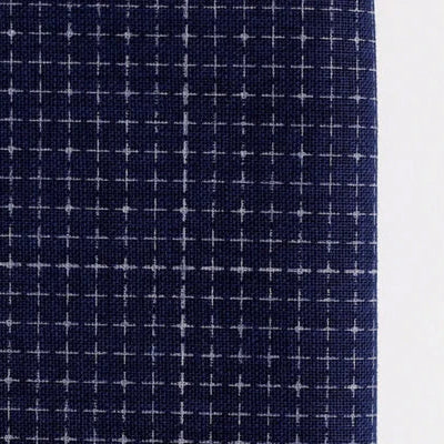 Half-Yard 5mm Straight Line Grid Sashiko Sampler featuring navy blue fabric with a white stitched grid pattern, ideal for sashiko embroidery and modern needlework crafts.