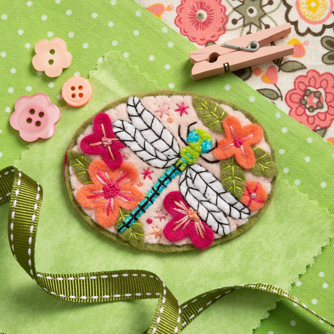 Dragonfly Felt Embroidery Brooch Kit