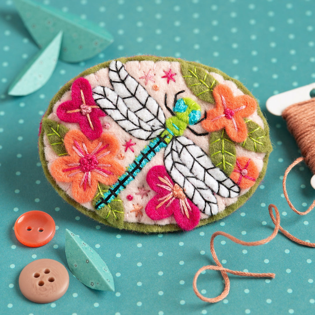 Dragonfly Felt Embroidery Brooch Kit