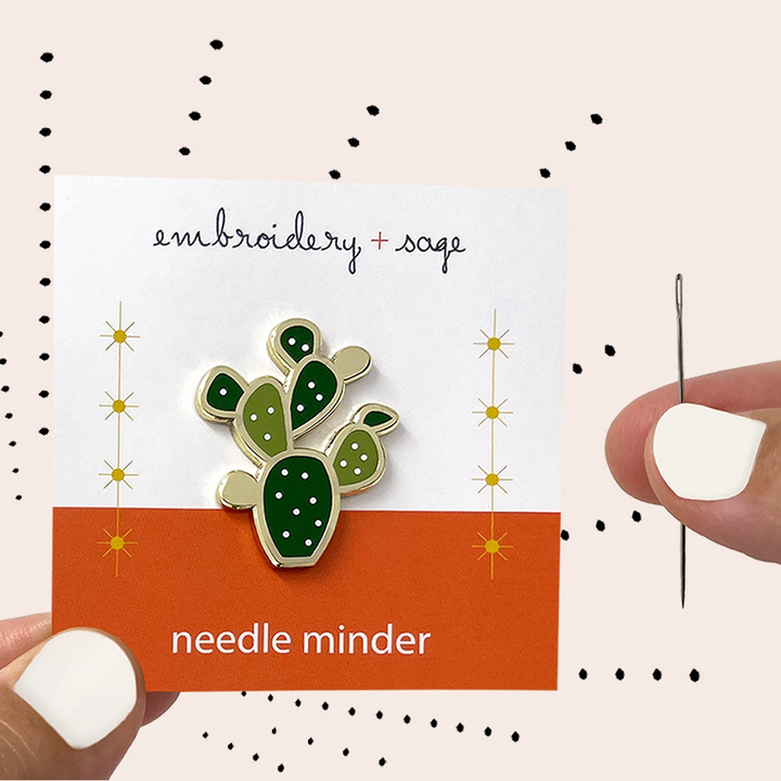Prickly Pear Cactus Enamel Needle Minder