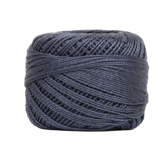 Vicki McCarty Wonderfil Perle Cotton - Independence Gray (2138) embroidery thread spool in deep gray, ideal for modern needlework, cross stitch, sashiko, and hand embroidery projects.