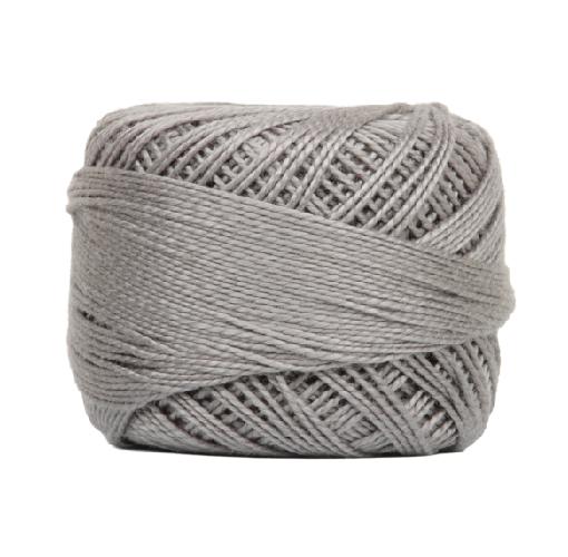A close-up of Vicki McCarty Wonderfil Perle Cotton - Ash Gray (2139), a smooth, high-quality embroidery thread ideal for modern needlework, cross stitch, and Sashiko craft projects.