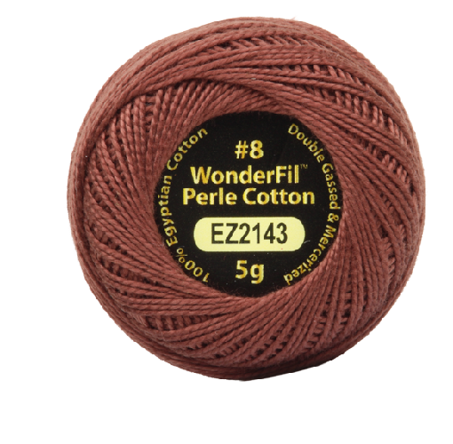 Vicki McCarty Wonderfil Perle Cotton -Hickory (2143) is a rich brown embroidery thread made from high-quality Egyptian cotton, ideal for needlework and modern embroidery projects.