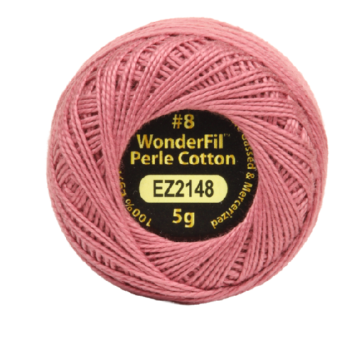 Vicki McCarty Wonderfil Perle Cotton - French Rose (2148) thread in soft pink color, ideal for embroidery, cross stitch, and modern needlework projects.