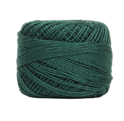Vicki McCarty Wonderfil Perle Cotton - Backwoods (2149) spool of deep green embroidery thread, ideal for cross stitch, needlepoint, and modern needlework projects.