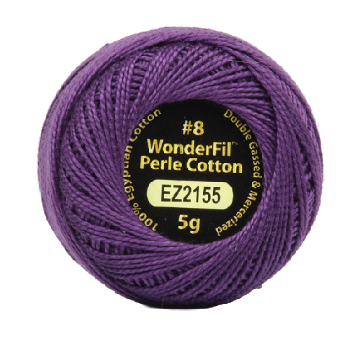 Vicki McCarty Wonderfil Perle Cotton - Fig (2155) spool of deep purple embroidery thread made from 100% Egyptian cotton, ideal for modern needlework and embroidery projects.