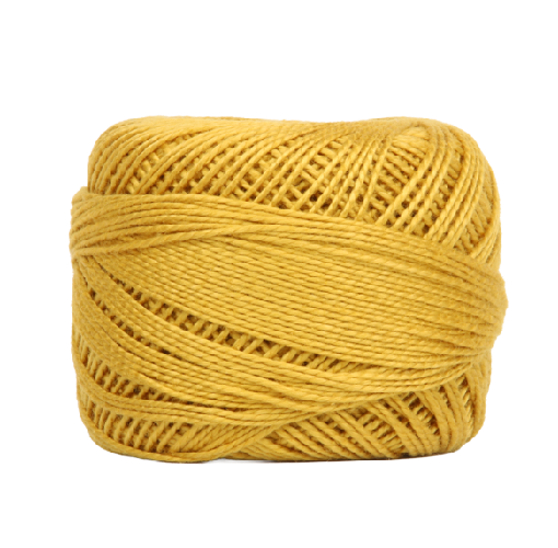 Vicki McCarty Wonderfil Perle Cotton -Warm Gold (2161) spool of embroidery thread ideal for needlepoint, cross stitch, and modern needlework projects in a rich warm gold shade.