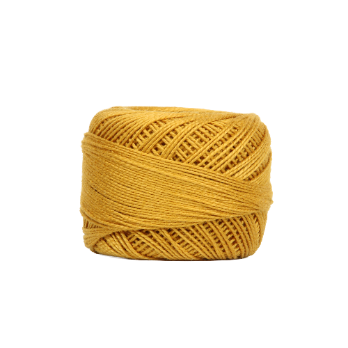 Vicki McCarty Wonderfil Perle Cotton - Trinket Gold (2162) embroidery thread in a rich golden yellow shade, ideal for modern needlework and hand embroidery projects.