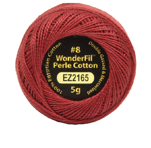Vicki McCarty Wonderfil Perle Cotton - Jam (2165), deep reddish embroidery thread made from 100% Egyptian cotton, ideal for modern needlework, cross stitch, and Sashiko crafts.