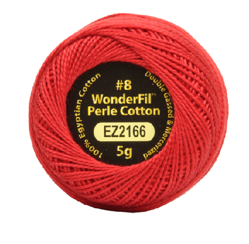 Vicki McCarty Wonderfil Perle Cotton - Cardinal (2166) bright red embroidery thread spool made from 100% Egyptian cotton for detailed needlework and modern needlework crafts.