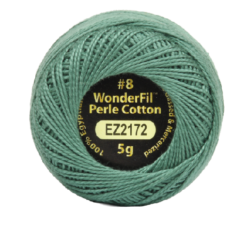 Vicki McCarty Wonderfil Perle Cotton - Basil (2172) in a soft green shade, premium thread for embroidery, cross stitch, needlework, and modern craft projects.