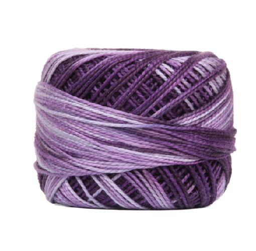 Vicki McCarty Variegated Wonderfil Perle Cotton - Crocus (2216) in shades of purple, ideal for embroidery thread, needlepoint, and modern needlework projects.