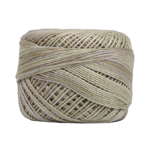 Vicki McCarty Variegated Wonderfil Perle Cotton - Bone (2224), a smooth, variegated embroidery thread ideal for modern needlework, cross stitch, and Japanese craft supplies.