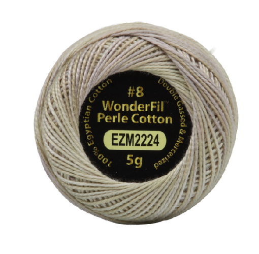 Vicki McCarty Variegated Wonderfil Perle Cotton - Bone (2224) in a light beige tone, ideal for embroidery, cross stitch, and modern needlework projects.