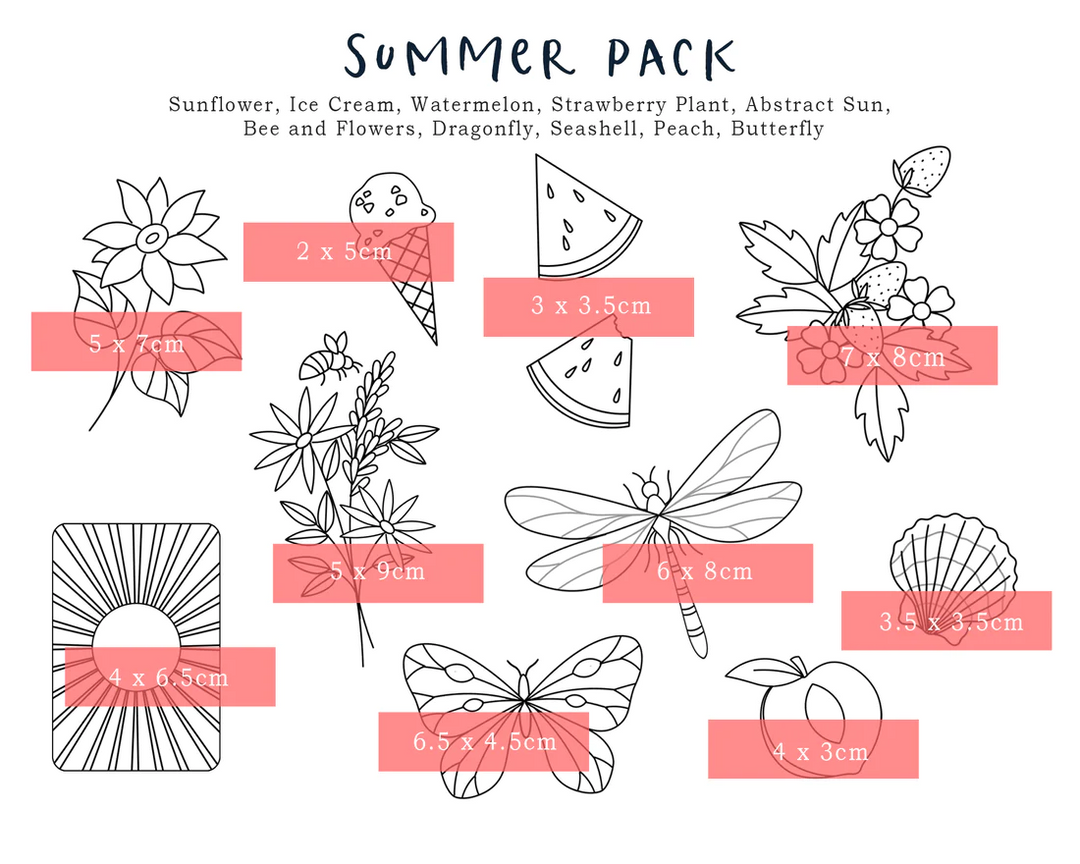Stick & Stitch Embroidery Pattern Pack - Summer