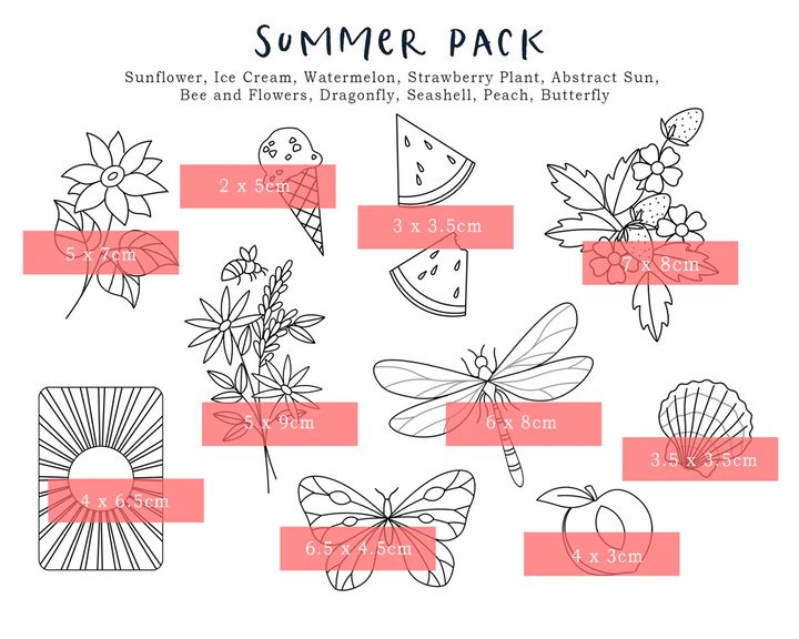 Stick & Stitch Embroidery Pattern Pack - Summer