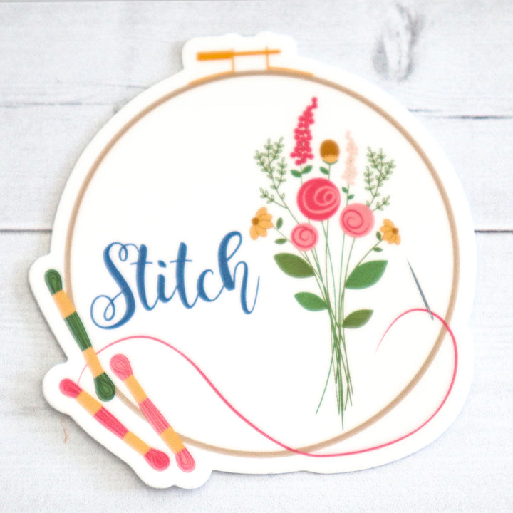 Stitch Embroidery Hoop Vinyl Sticker