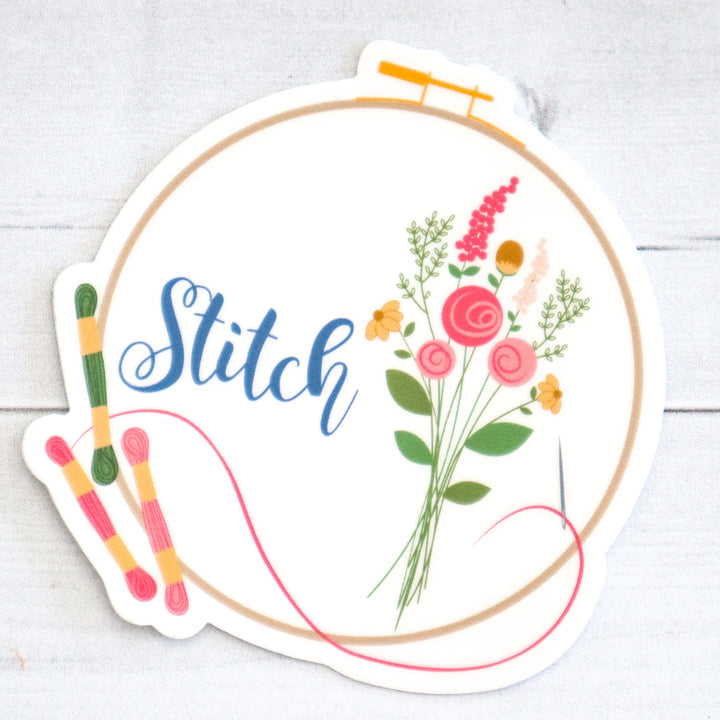 Stitch Embroidery Hoop Vinyl Sticker
