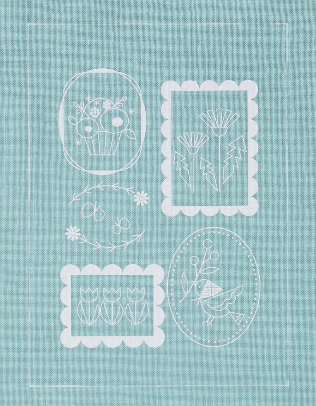 FABBRICA Japanese Embroidery Kit - Teal Floral Pennant