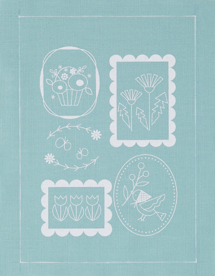 FABBRICA Japanese Embroidery Kit - Teal Floral Pennant