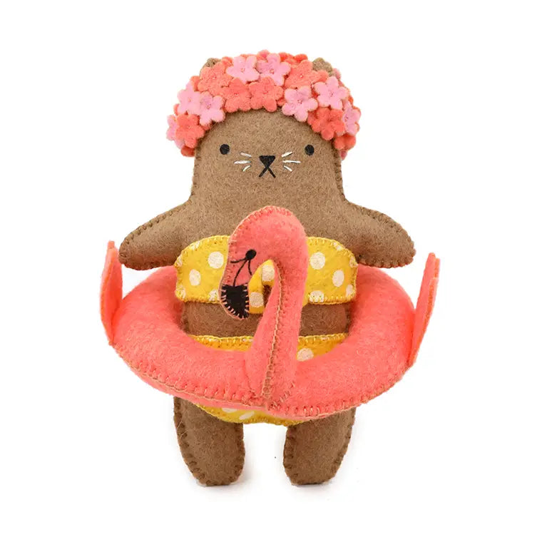 Flamingo Cat Doll Felt Embroidery Kit
