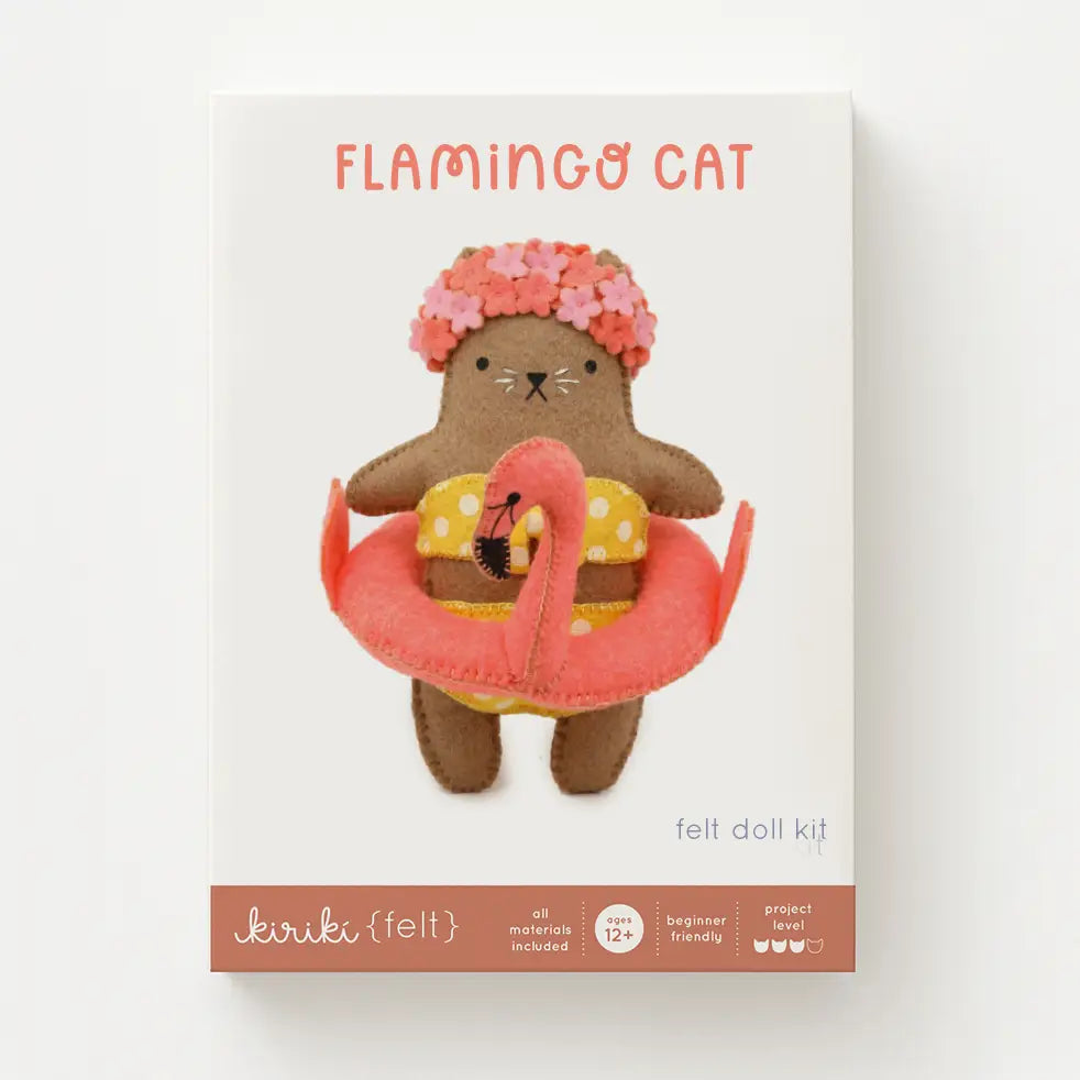 Flamingo Cat Doll Felt Embroidery Kit