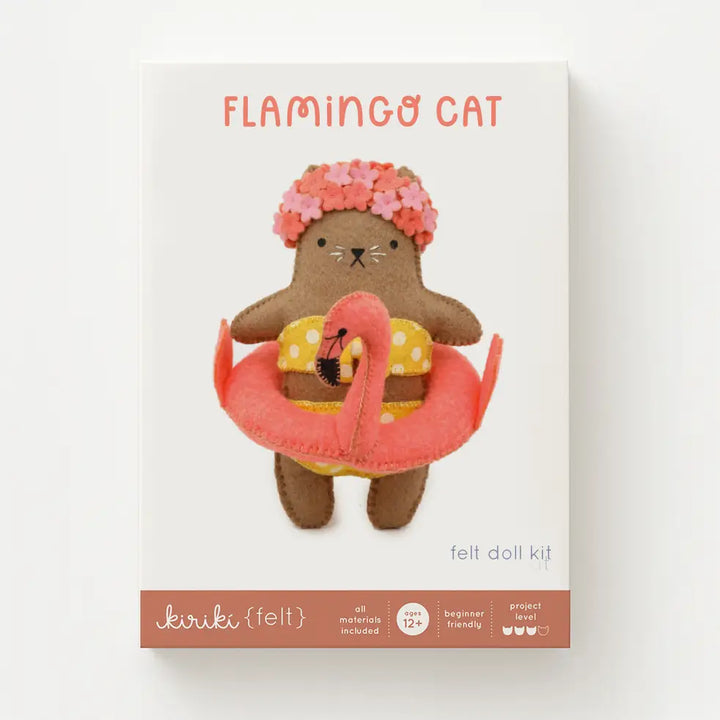 Flamingo Cat Doll Felt Embroidery Kit