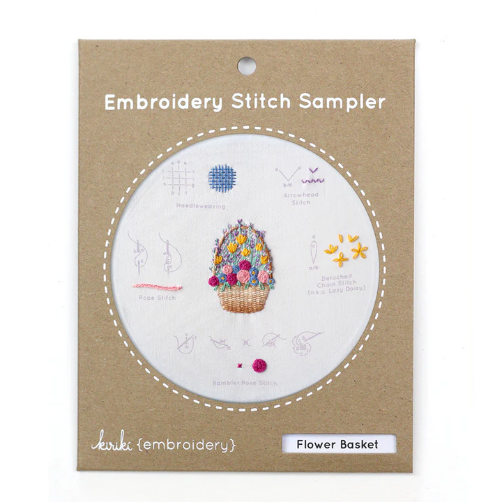 Flower Basket Embroidery Stitch Sampler