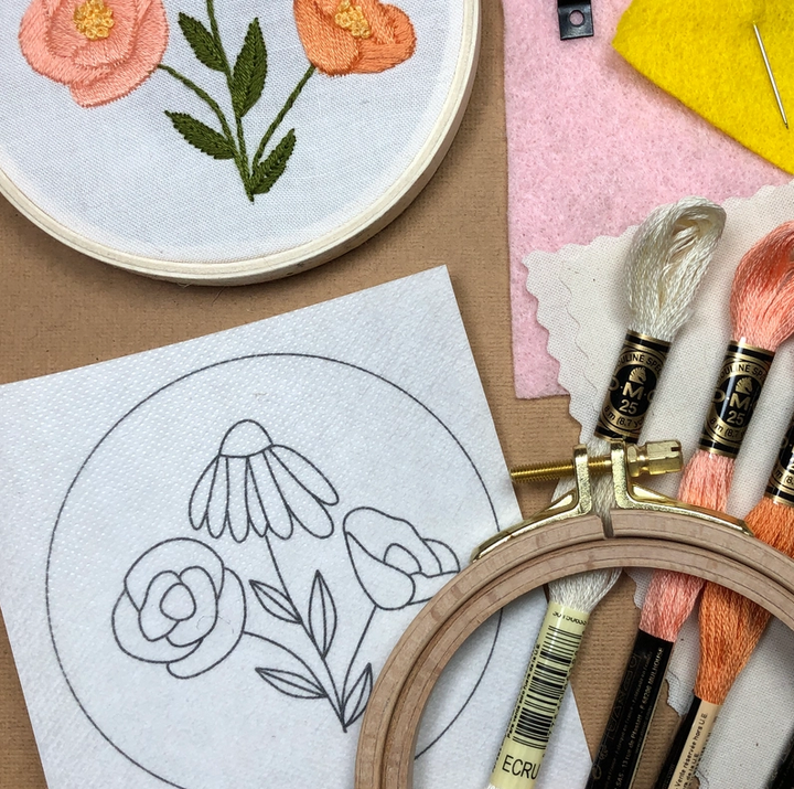 Flower Trio Beginner Embroidery Kit