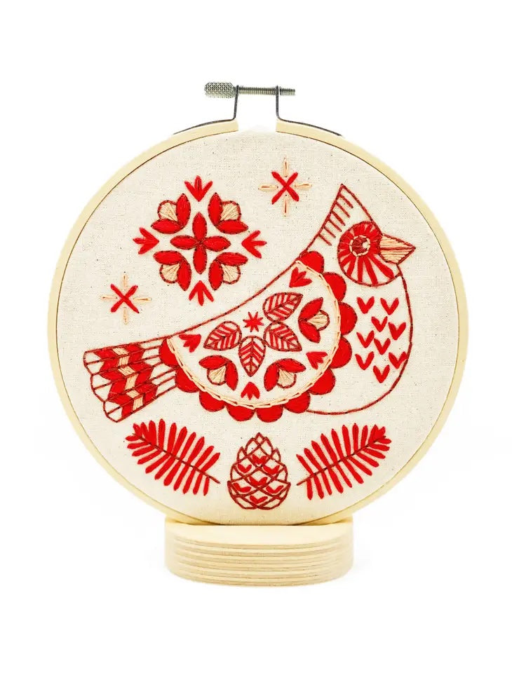 Folk Cardinal Embroidery Kit