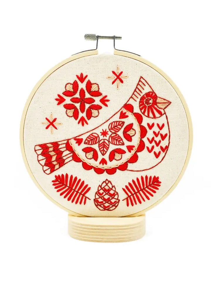 Folk Cardinal Embroidery Kit