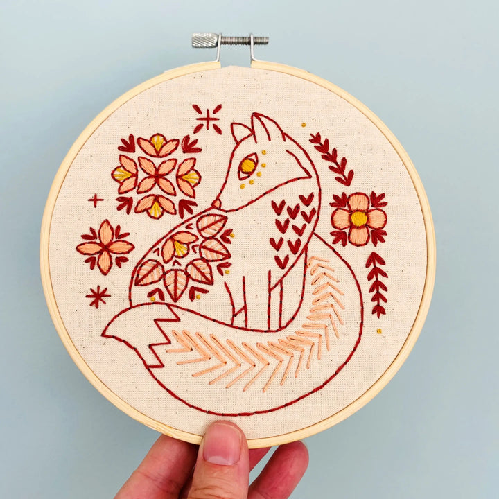 Folk Fox Embroidery Kit