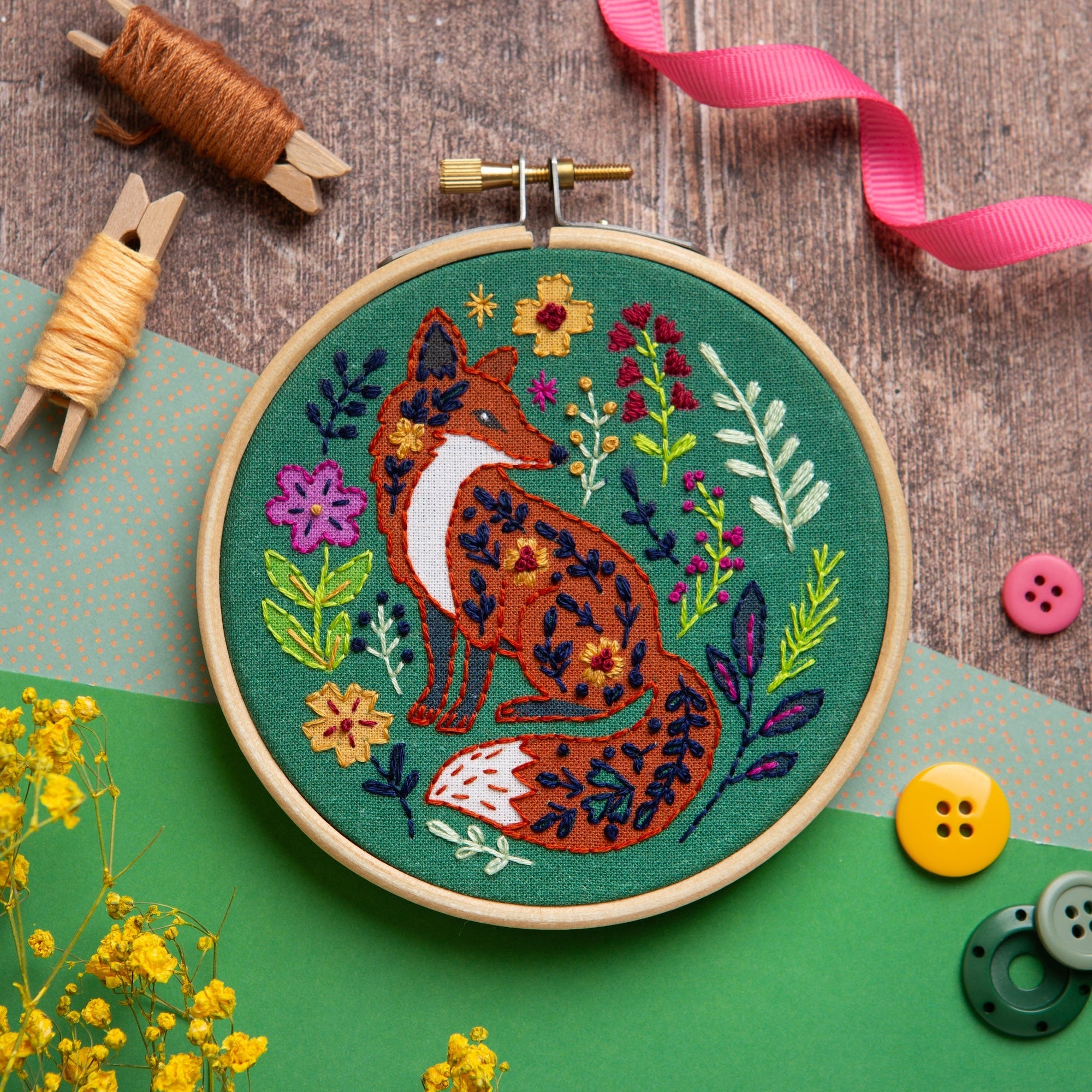 Folk Fox Mini Embroidery Kit – Snuggly Monkey