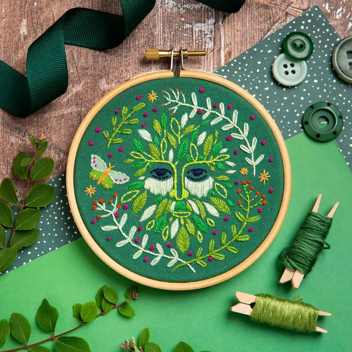Folk Green Man Mini Embroidery Kit
