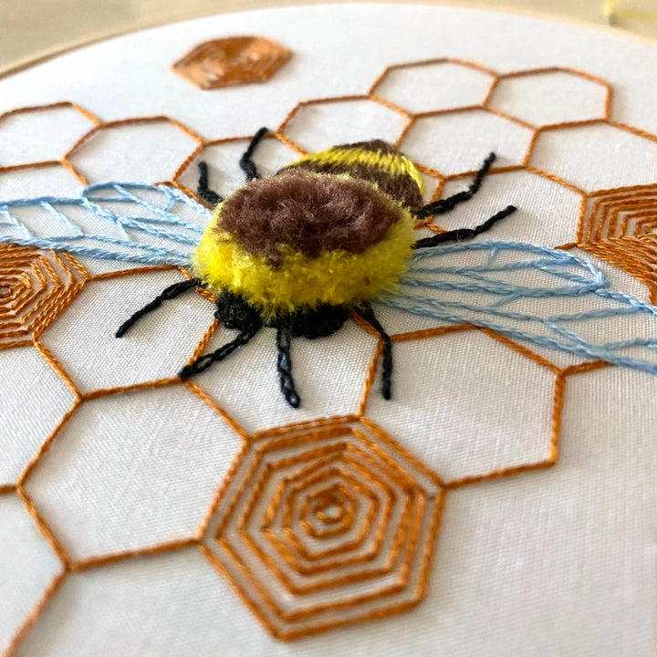 Fuzzy Bumblebee Hand Embroidery Kit