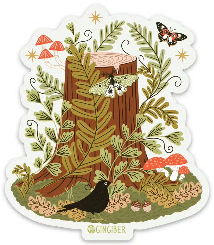 Enchanted Forest Tree Stump Vinyl Sticker