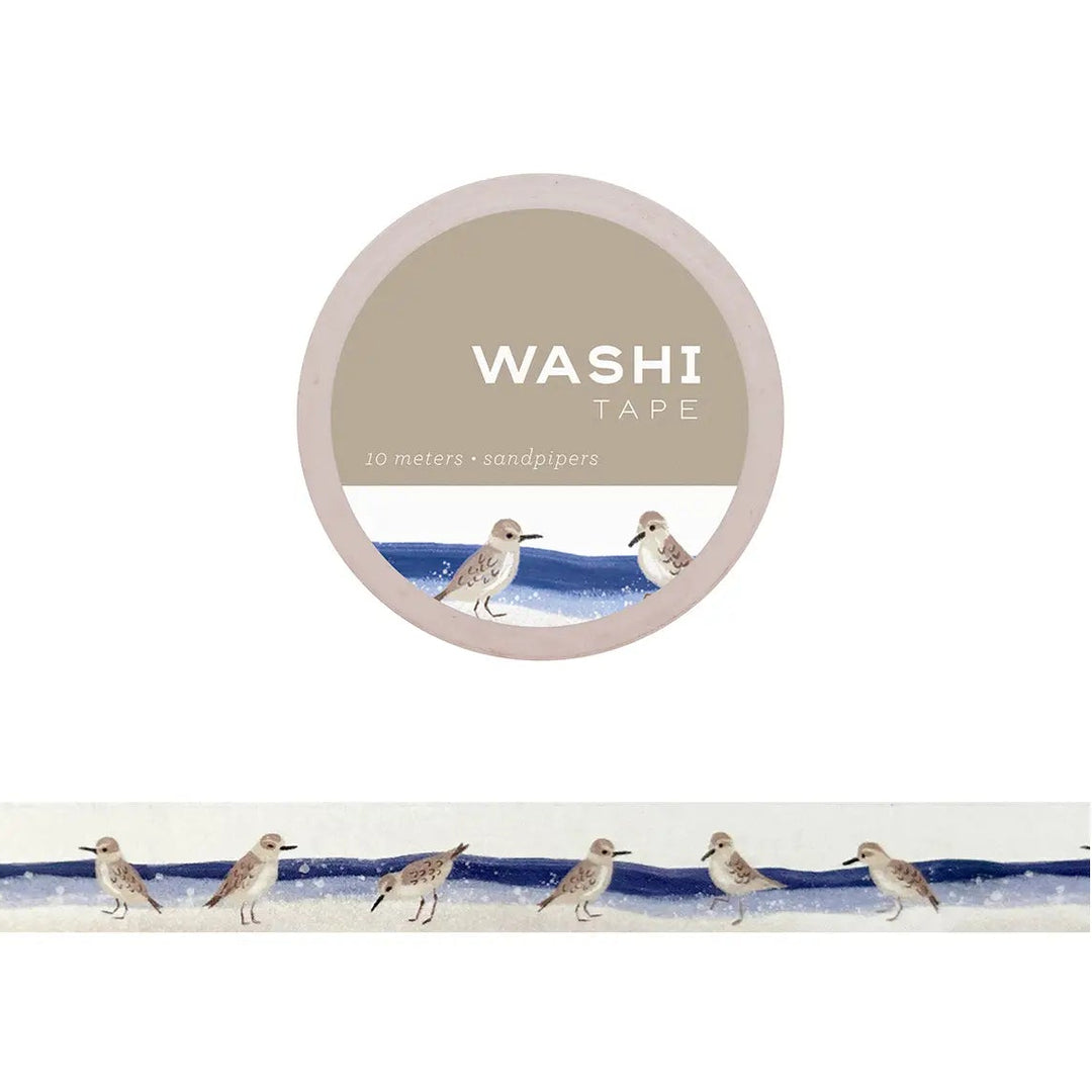 washi tape with sandpipers on a neutral background