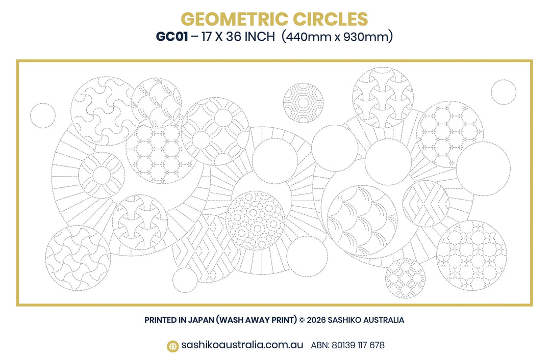 Large Sashiko Panel - Geometric Circle Series (GC01)
