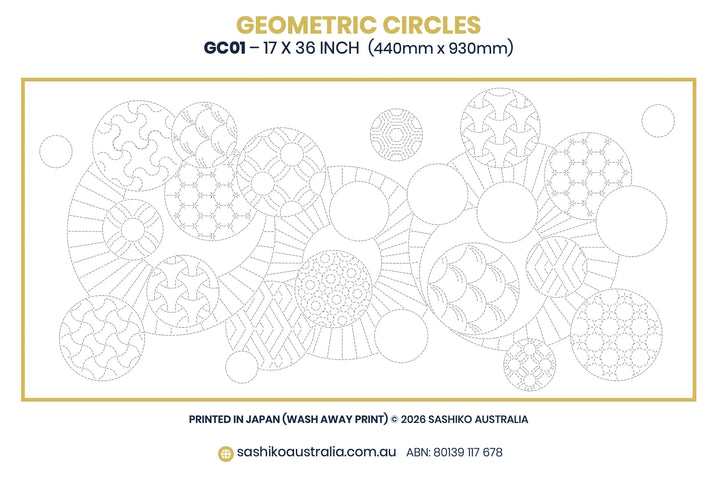 Large Sashiko Panel - Geometric Circle Series (GC01)