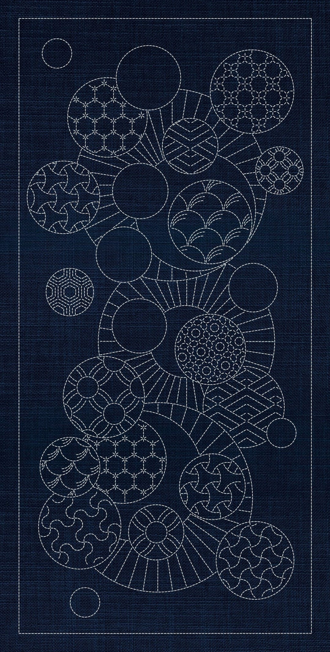 Large Sashiko Panel - Geometric Circle Series (GC01)