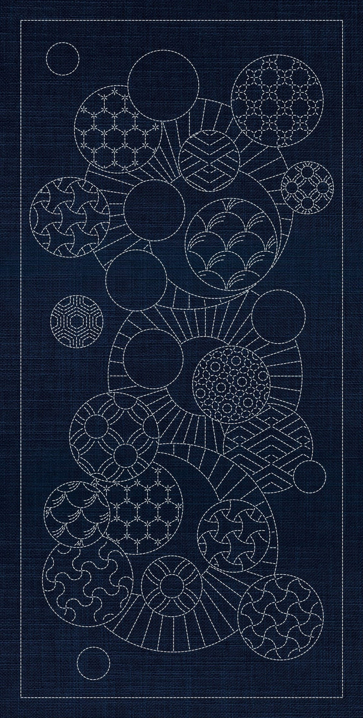 Large Sashiko Panel - Geometric Circle Series (GC01)