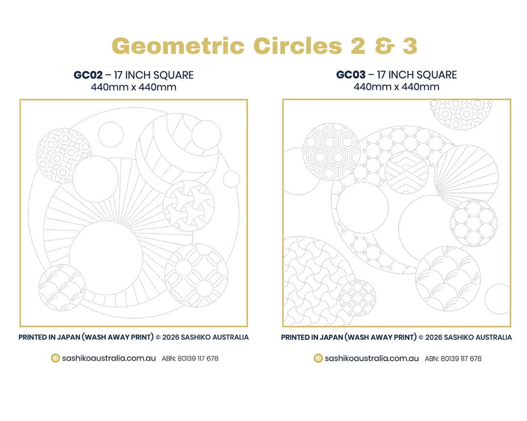 Large Sashiko Panel - Geometric Circle Series (GC02/03)