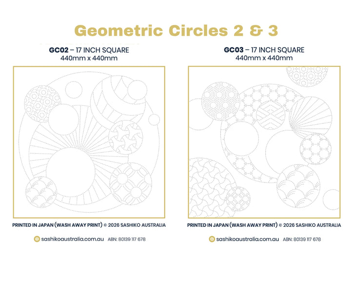 Large Sashiko Panel - Geometric Circle Series (GC02/03)