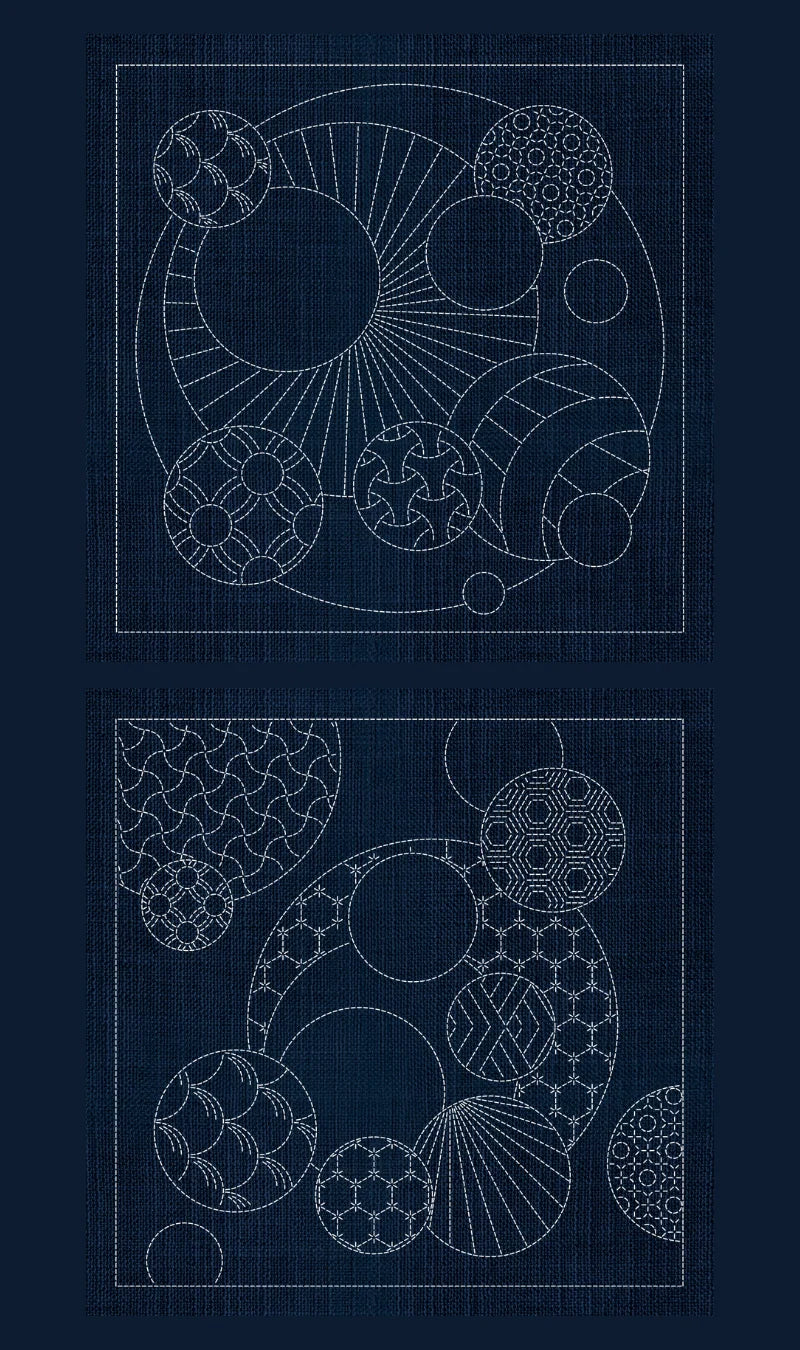 Large Sashiko Panel - Geometric Circle Series (GC02/03)