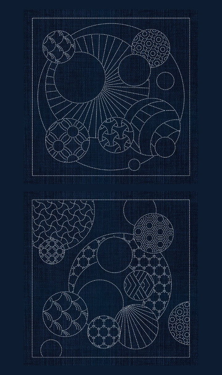 Large Sashiko Panel - Geometric Circle Series (GC02/03)