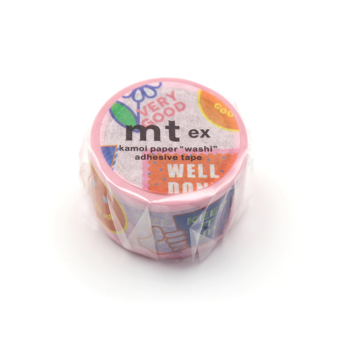 Japanese mt Washi Tape - Good Job featuring colorful, motivational phrases and designs on premium Japanese craft adhesive tape for modern needlework and stationery projects.
